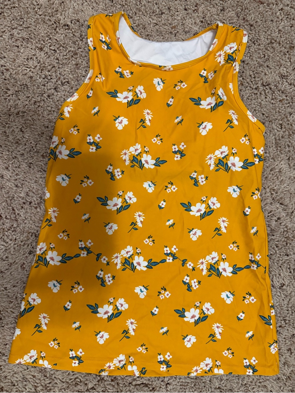 Mustard Yellow Floral Swim Tank